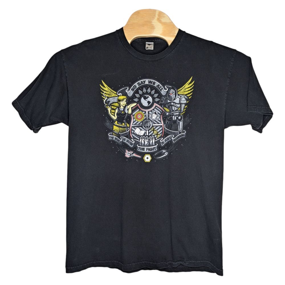 Battlestar Galactica T Shirt Large Black TeeFury So Say We All Cylon Starbuck